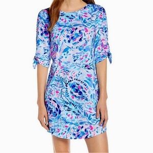 Lilly Pulitzer Preston Tie Sleeve Dress in Breakaway T Wave Party Size XL